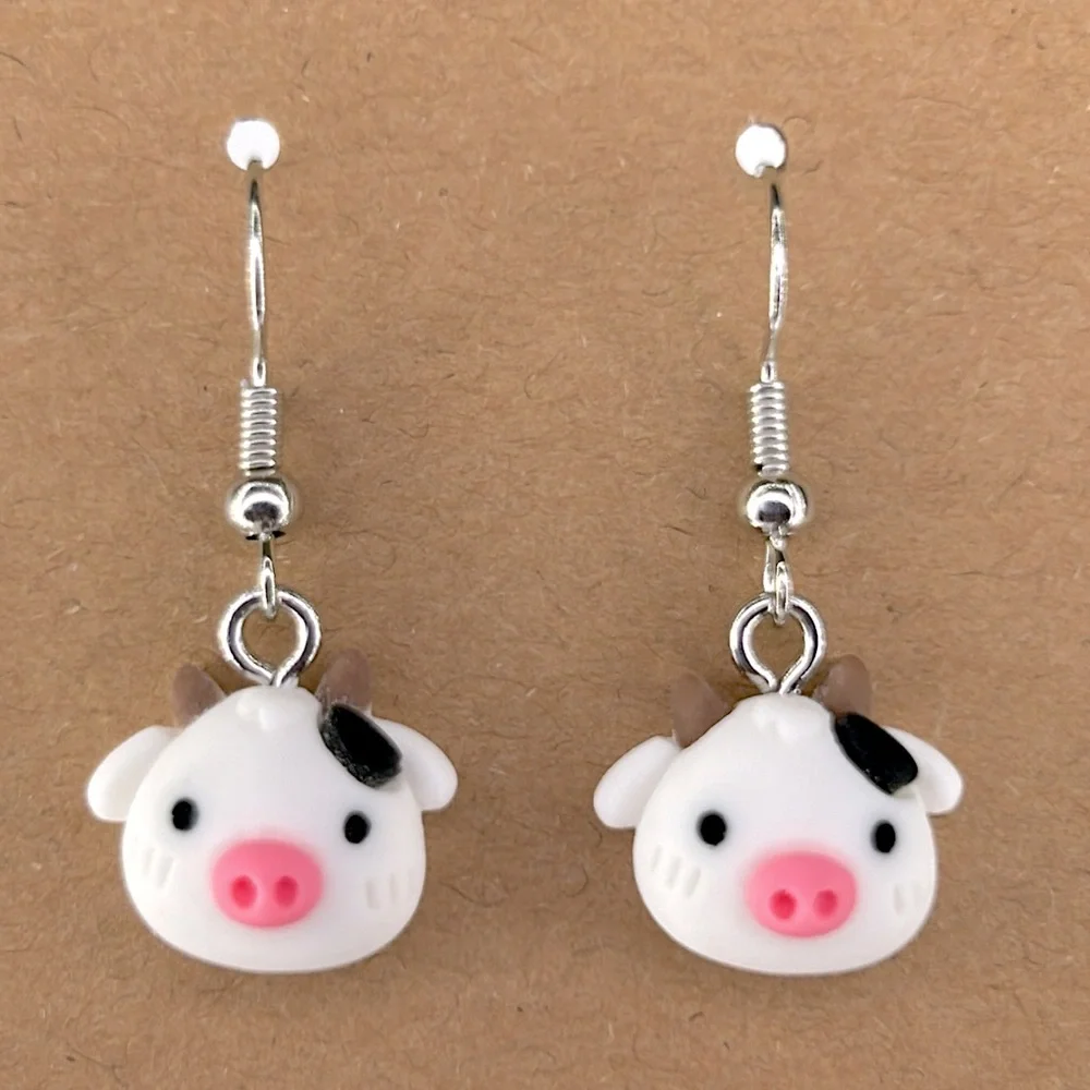 Cute Cow Resin Dangle Earrings Fashion Jewelry